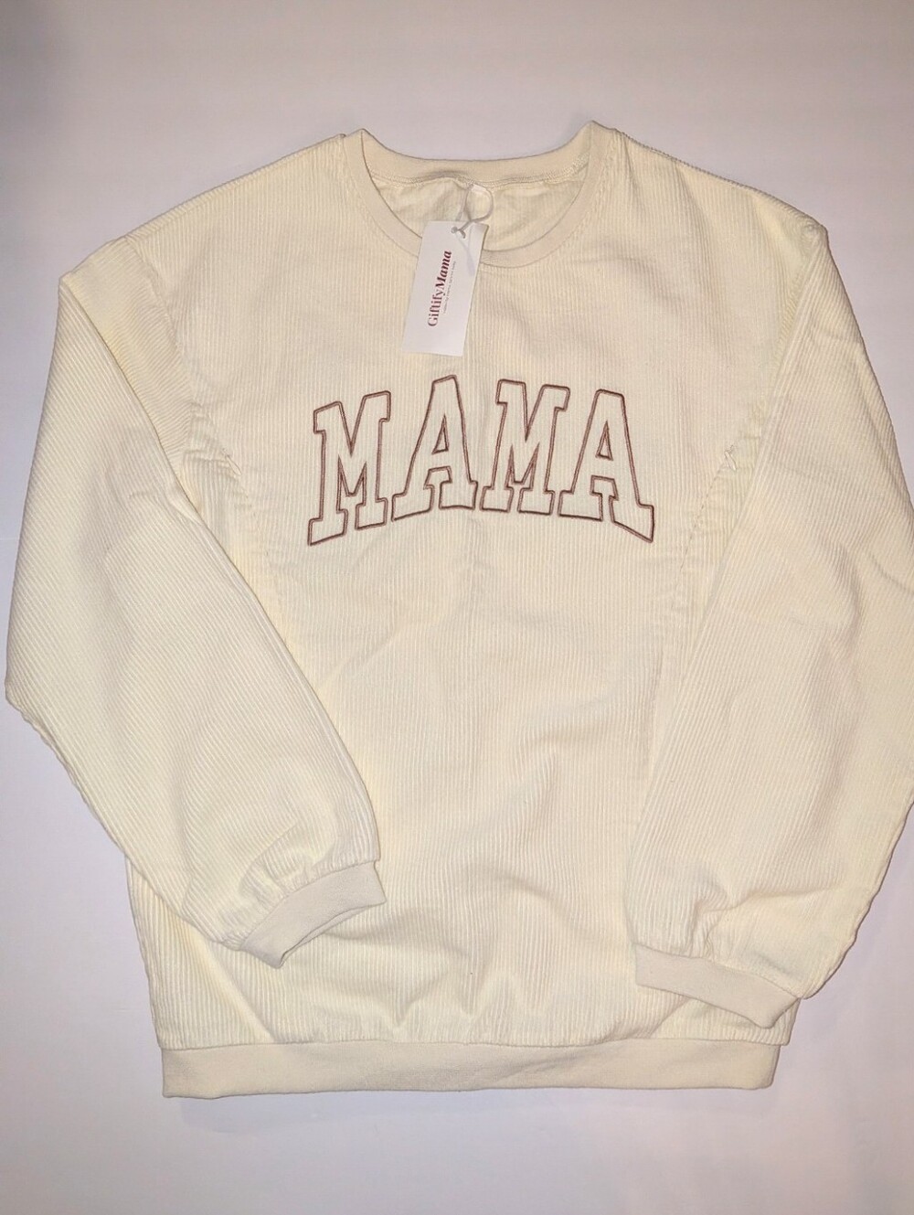 Cream Giftify Mama Breastfeeding Nursing 'MAMA' Crewneck Sweatshirt Pullover